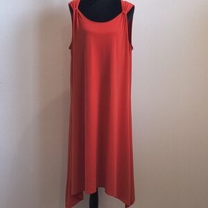 Chico's Bold Red Sleeveless Midi Swing Dress